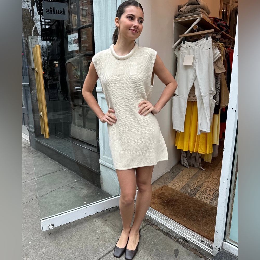 POSSE harlee knit mini dress in cream - size Large